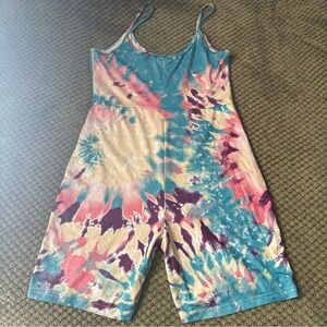 SHEIN Blue and Pink Tie-Dye Jumpsuit